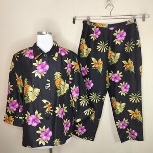 Silkland Floral Silk  Pant Suit 10 / 12 Jacket Pants